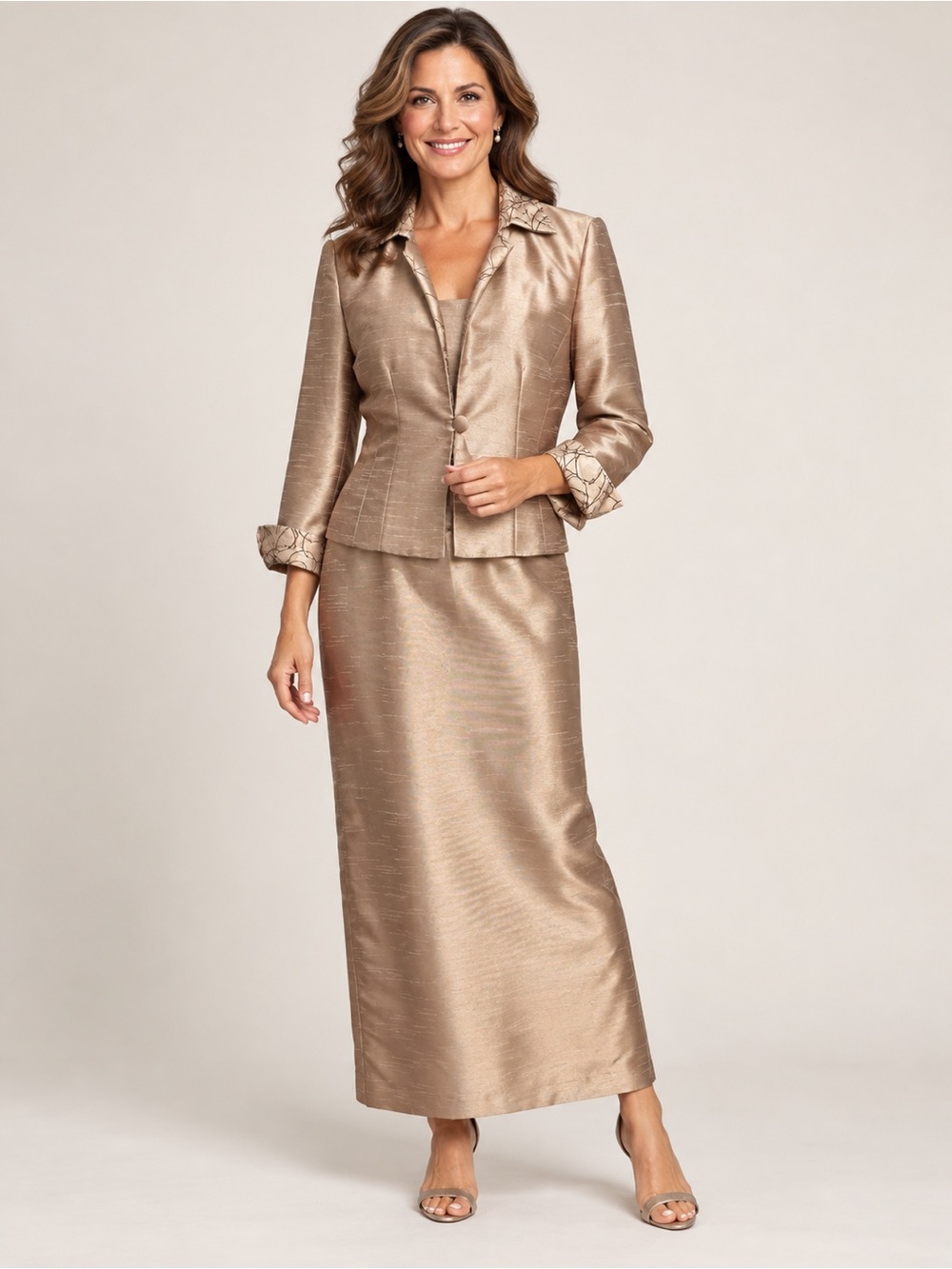 Jessica Howard evenings sz 10 two piece gold mother of bride/groom formal dress